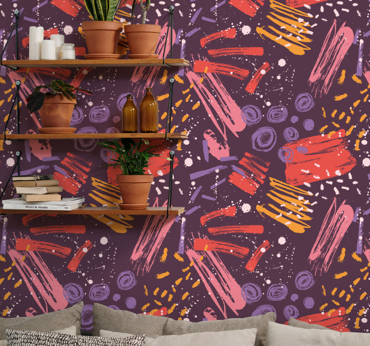 Papel de parede abstracto pinceladas expressivas - TenStickers