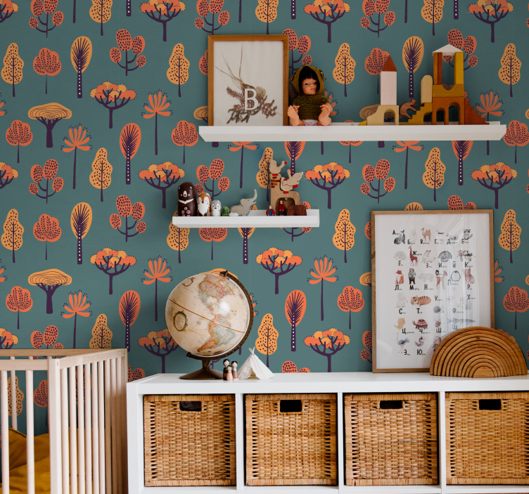 papel de parede árvores motivos botânicos estilizados - TenStickers