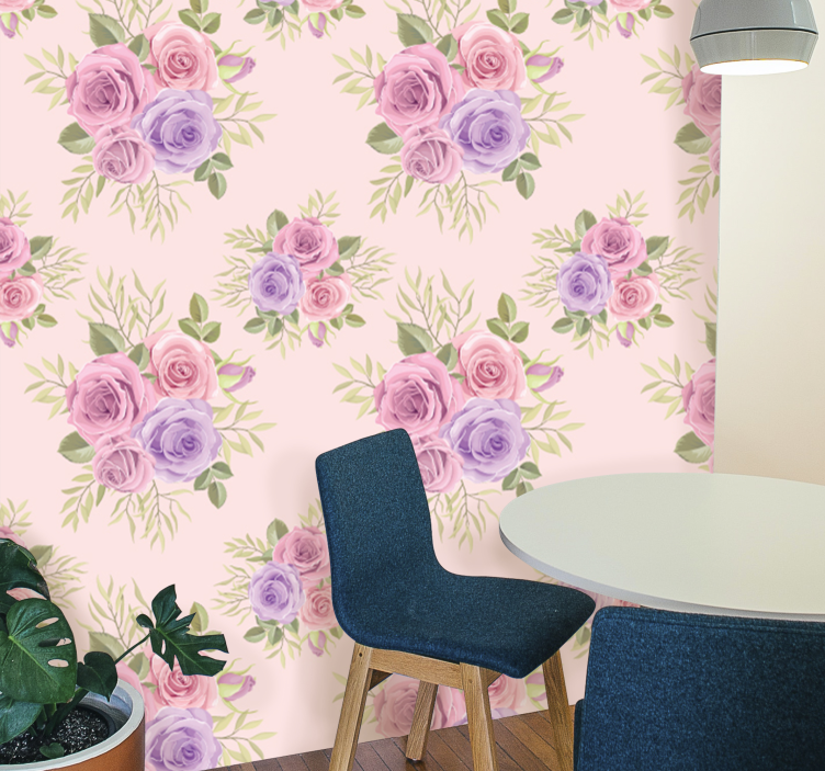 papel de parede flores conjunto floral pastel - TenStickers