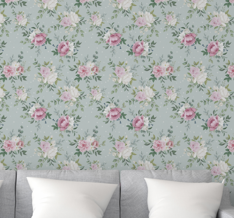 papel de parede flores floral vintage - TenStickers