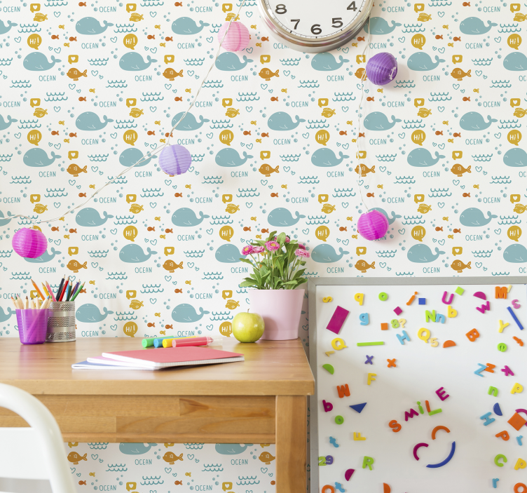 papel de parede animais baleias oceânicas fofas - TenStickers