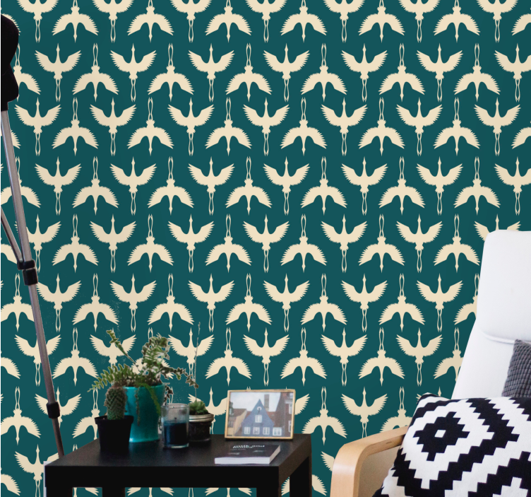 Papel de parede pássaros designs bege elegantes - TenStickers