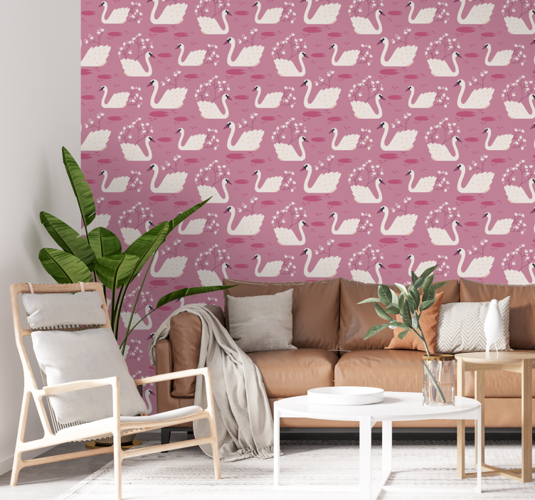 papel de parede animais design de cisne encantador - TenStickers