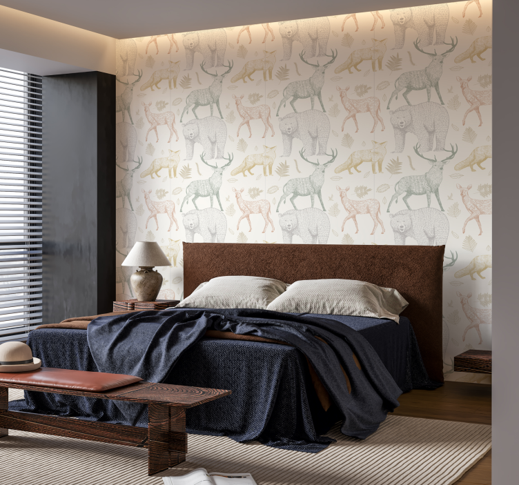 Papel de parede animais design minimalista de floresta - TenStickers