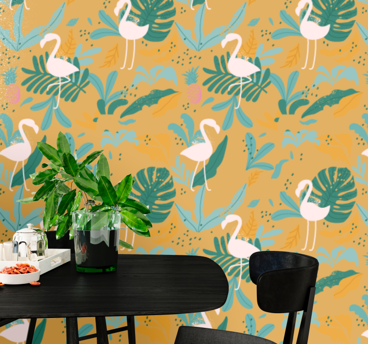 papel de parede animais flamingo tropical - TenStickers