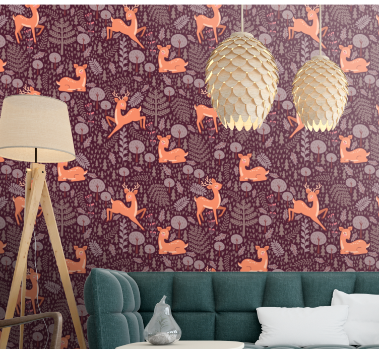papel de parede de animais Veado vintage - TenStickers