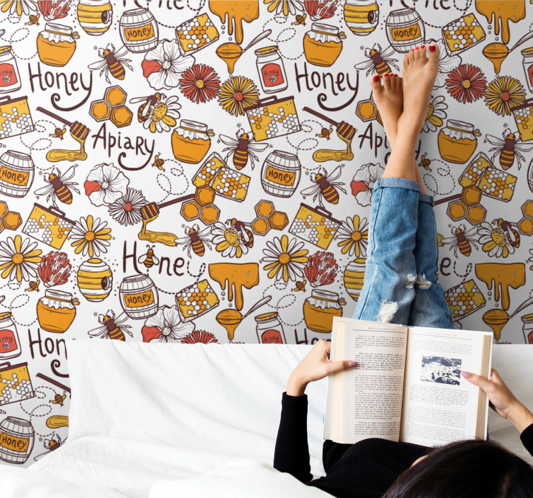 papel de parede artístico delícia de colmeia - TenStickers