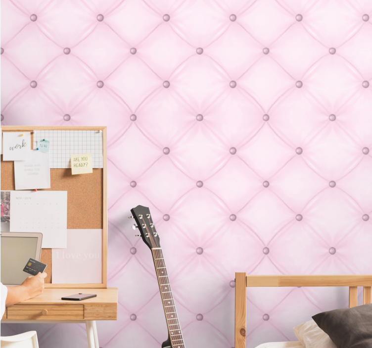 Papel de parede outras texturas tufting rosa elegante - TenStickers