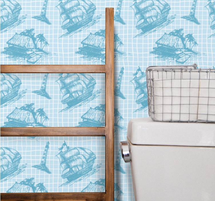 papel de parede artístico esboços náuticos - TenStickers