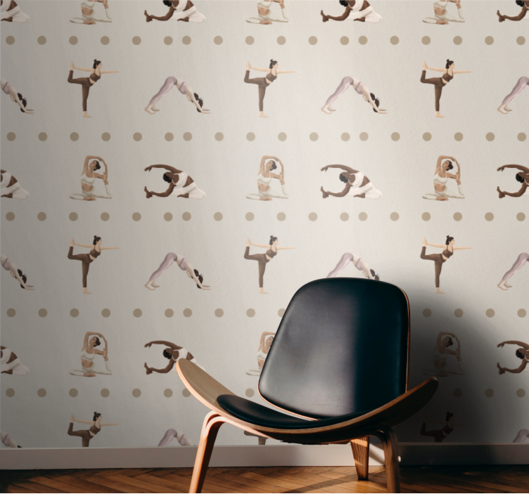 papel de parede artístico figuras de posturas de ioga - TenStickers