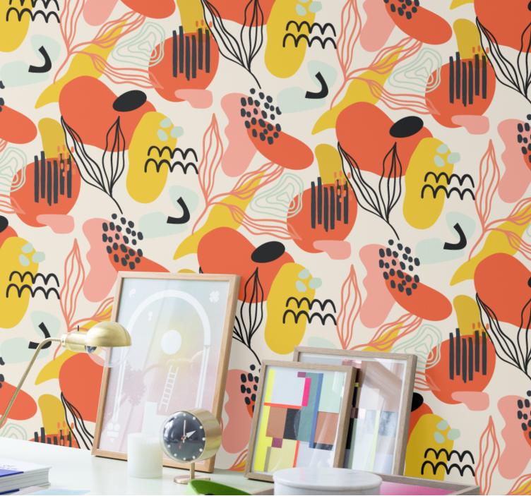 papel de parede artístico formas orgânicas abstratas - TenStickers