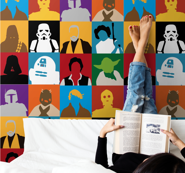 papel de parede artístico silhuetas icônicas - TenStickers