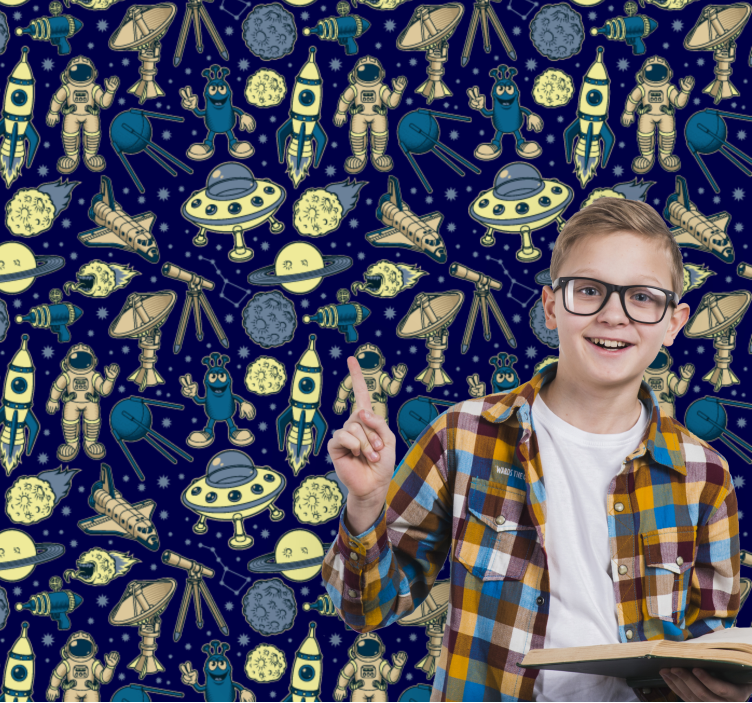 papel de parede artístico tema de exploração espacial - TenStickers