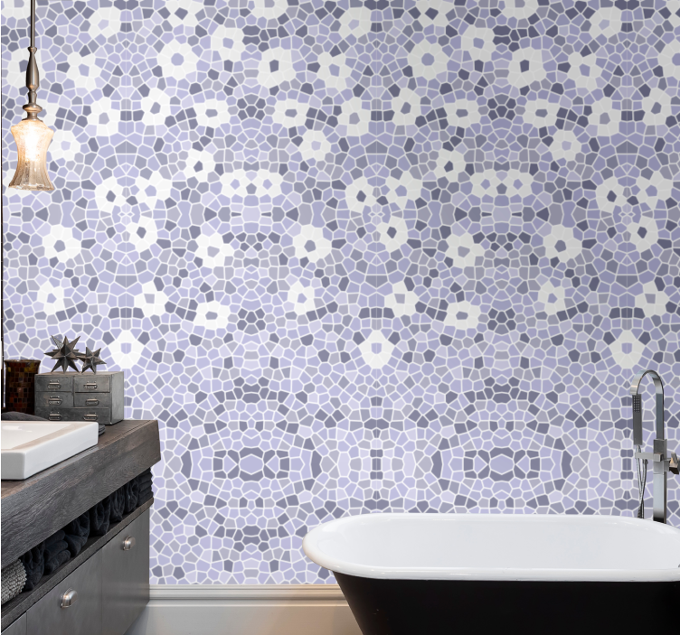papel de parede azulejo padrão floral em mosaico - TenStickers