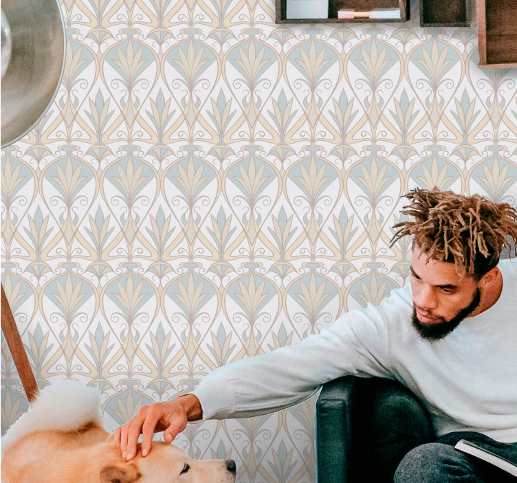 papel de parede azulejo renascimento art déco - TenStickers