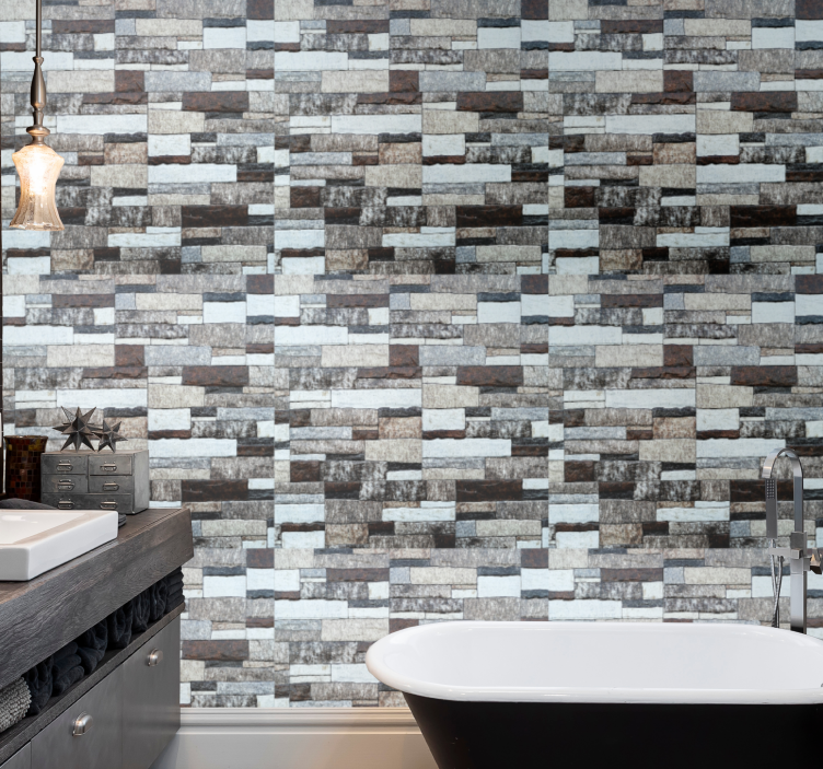 papel de parede casa de banho concreto cinza elegante - TenStickers