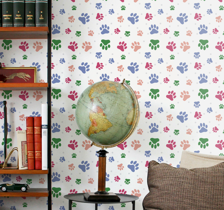 Papel de parede cães decoração de padrão de pata - TenStickers