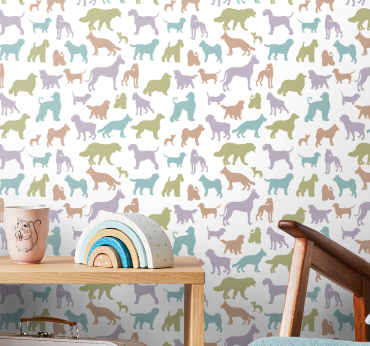 Papel de parede cães silhuetas coloridas - TenStickers