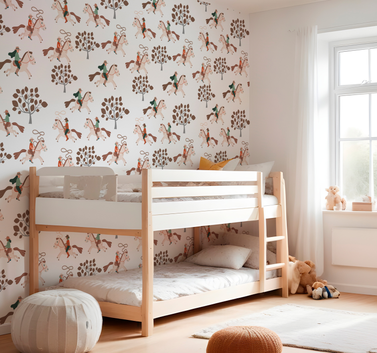 Papel de parede cavalos cavalgando na floresta - TenStickers