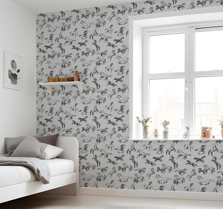 Papel de parede cavalos várias posições - TenStickers