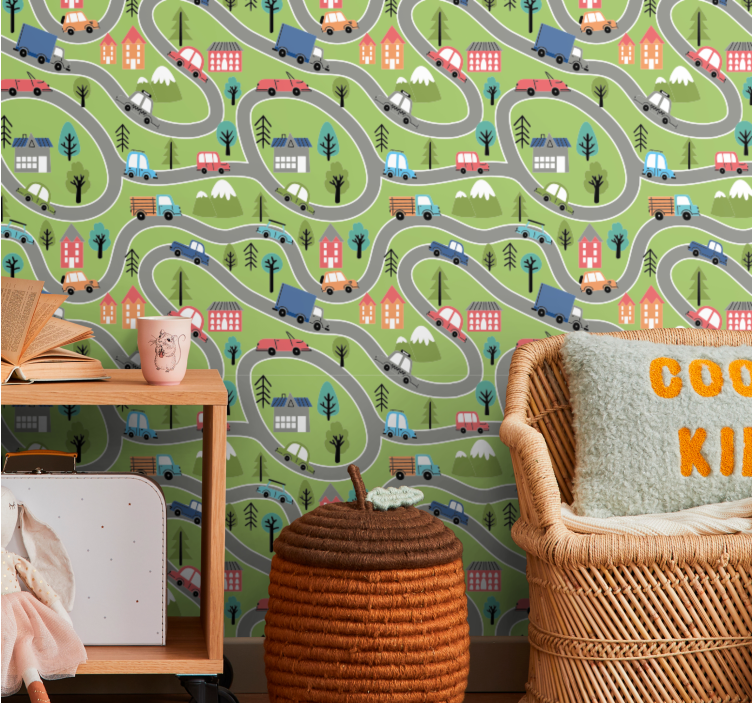 Papel de parede cidades e países cena de estrada sinuosa - TenStickers