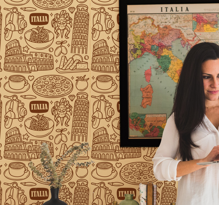 Papel de parede cidades e países esboço de marcos italianos - TenStickers