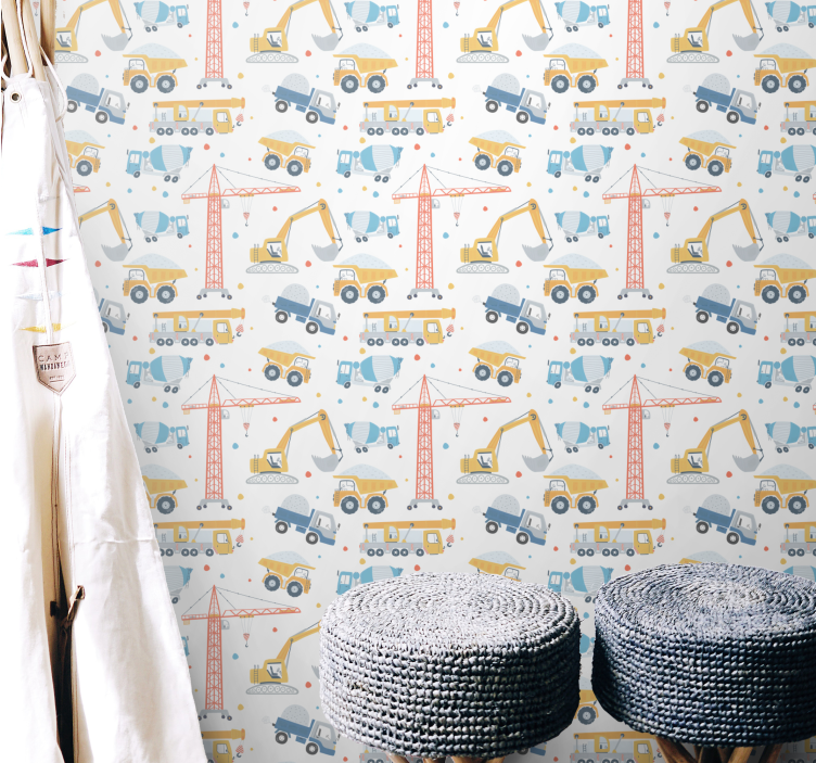 papel de parede infantil motivos de construção - TenStickers