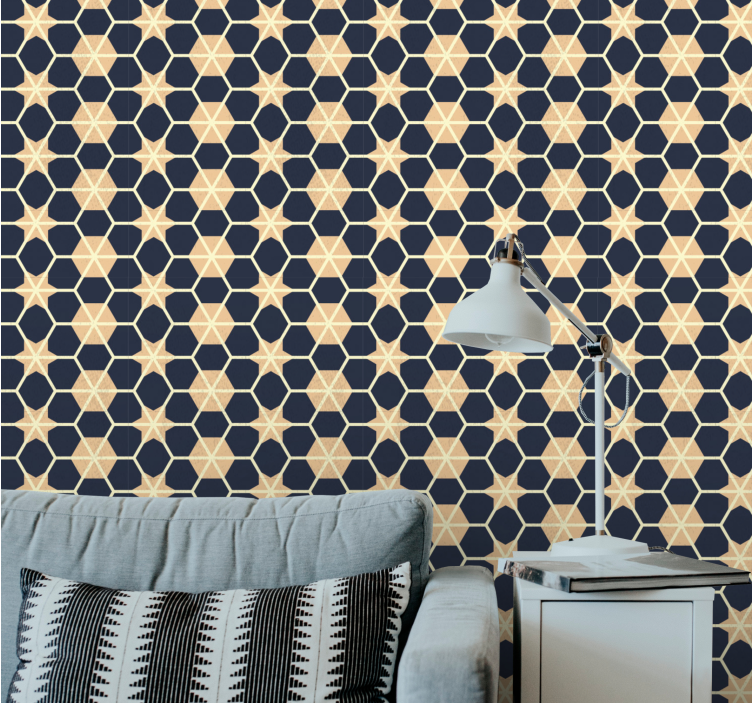 papel de parede para sala padrão de estrela hexagonal - TenStickers