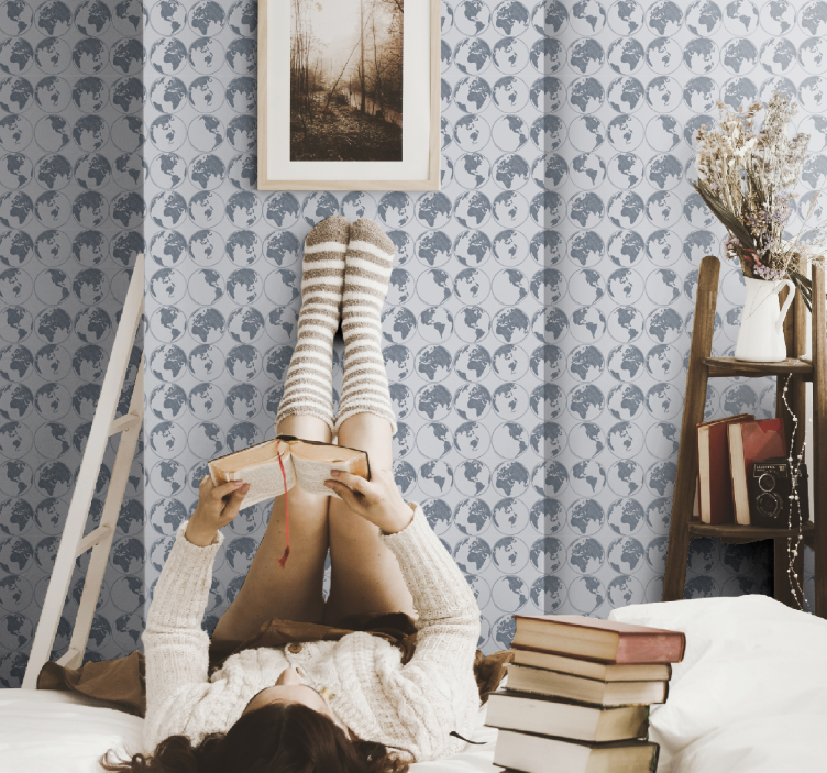 Papel de parede cidades e países padrões de mapa mundial - TenStickers