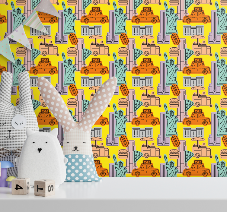 papel de parede Nova York tema de táxi urbano - TenStickers