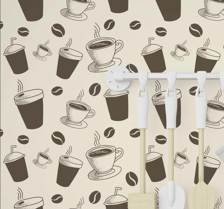 Papel de parede para cozinha chávena de café - TenStickers