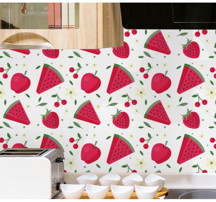 papel de parede para cozinha Diferentes tipos de padrão de frutas - TenStickers