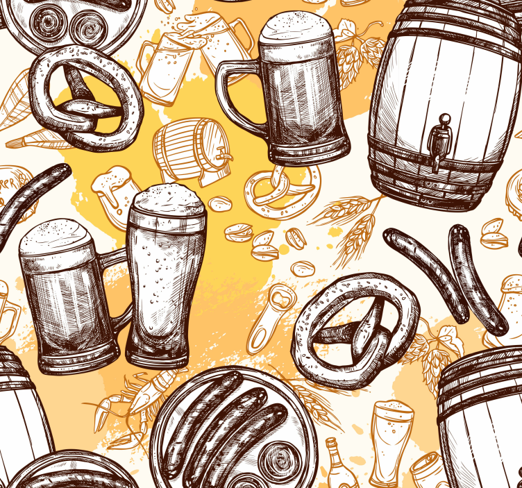 papel de parede para cozinha Estilo de cerveja vintage - TenStickers