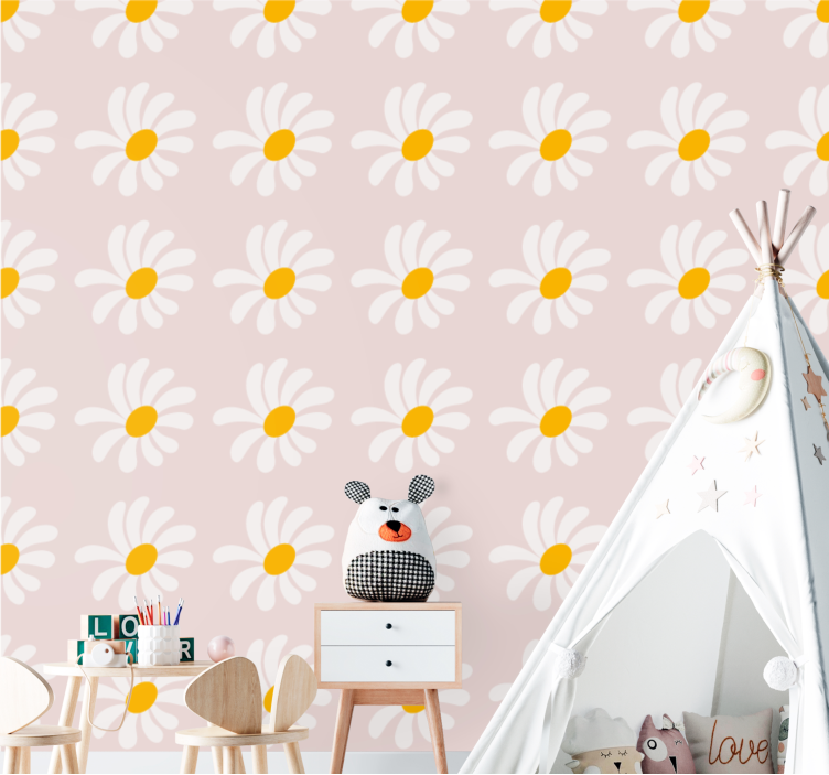 papel de parede infantil Ilustração de flores "estilo boho" - TenStickers