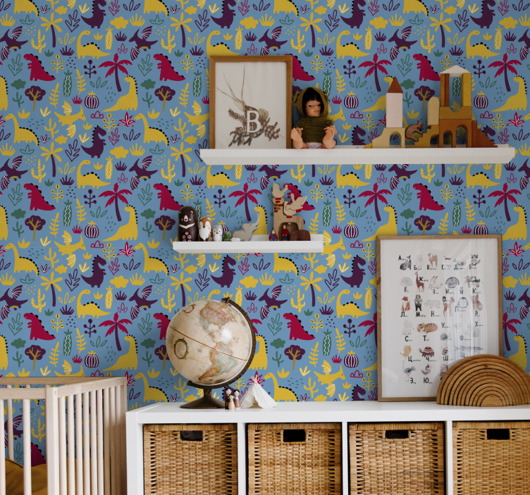 Papel de parede infantil dinossauros felizes - TenStickers