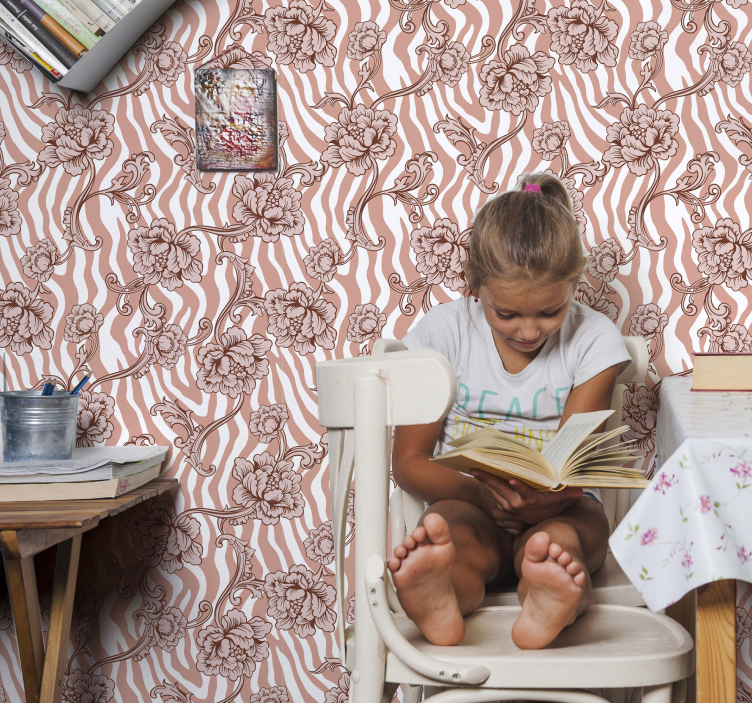 papel de parede de flores padrão ornamental floral - TenStickers