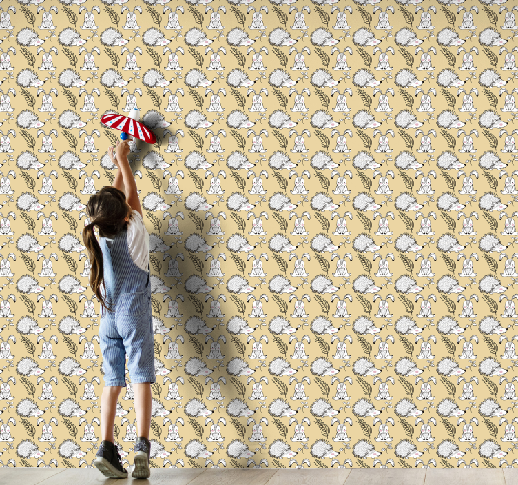 Papel de parede de porco-espinho e coelhos - TenStickers