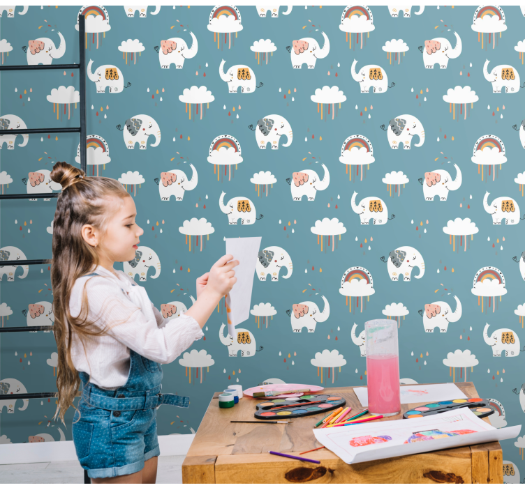 Papel de parede elefantes desfile brincalhão de elefantes - TenStickers