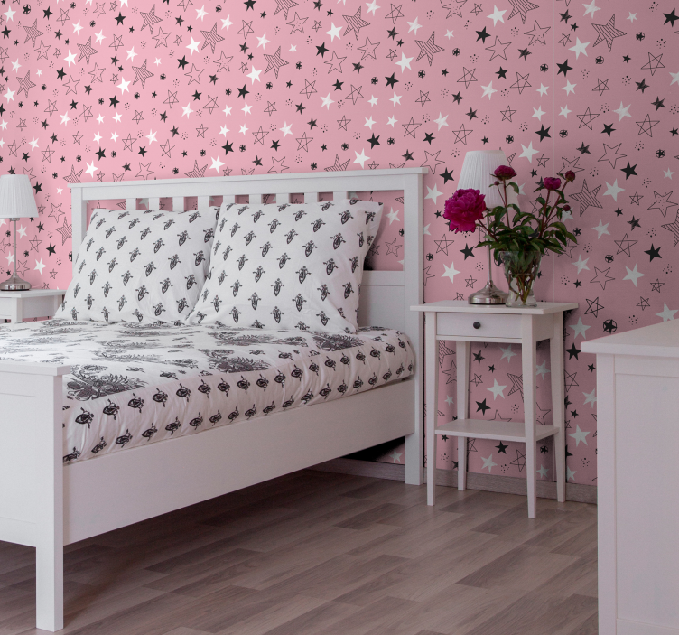papel de parede estrelas Estrelas Rosa - TenStickers