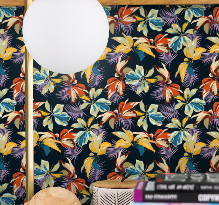 papel de parede flores copa de selva vívida - TenStickers