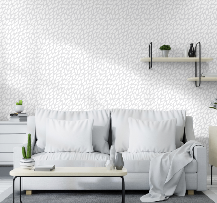 Papel de parede ornamental folhas brancas - TenStickers