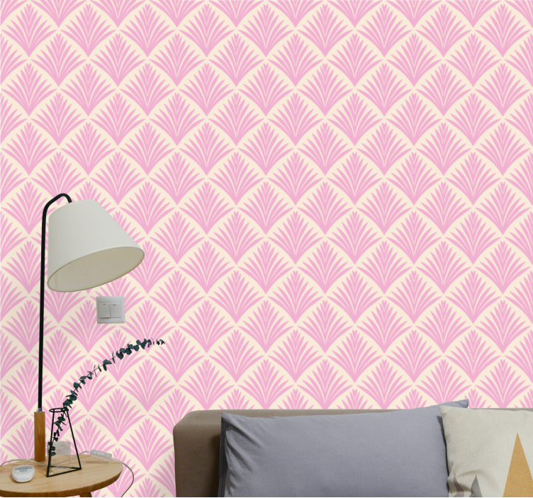 papel de parede rosa folhas ornamentais - TenStickers