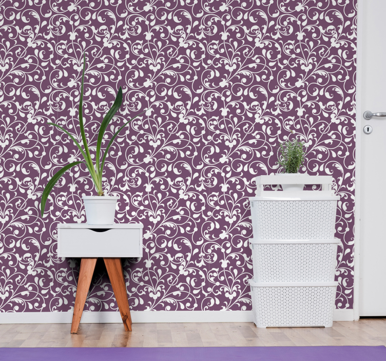 papel de parede floral motivo de elegância da videira - TenStickers