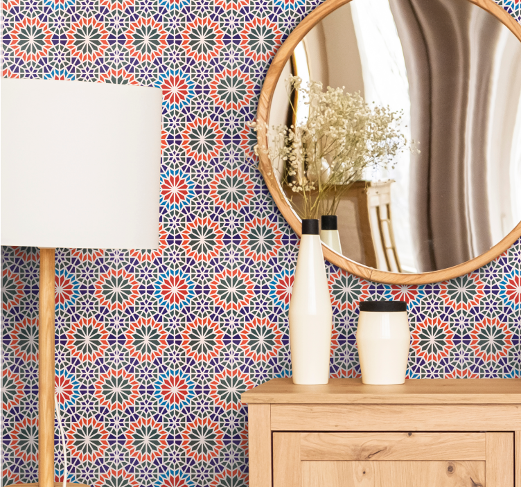 papel de parede floral motivos florais geométricos - TenStickers