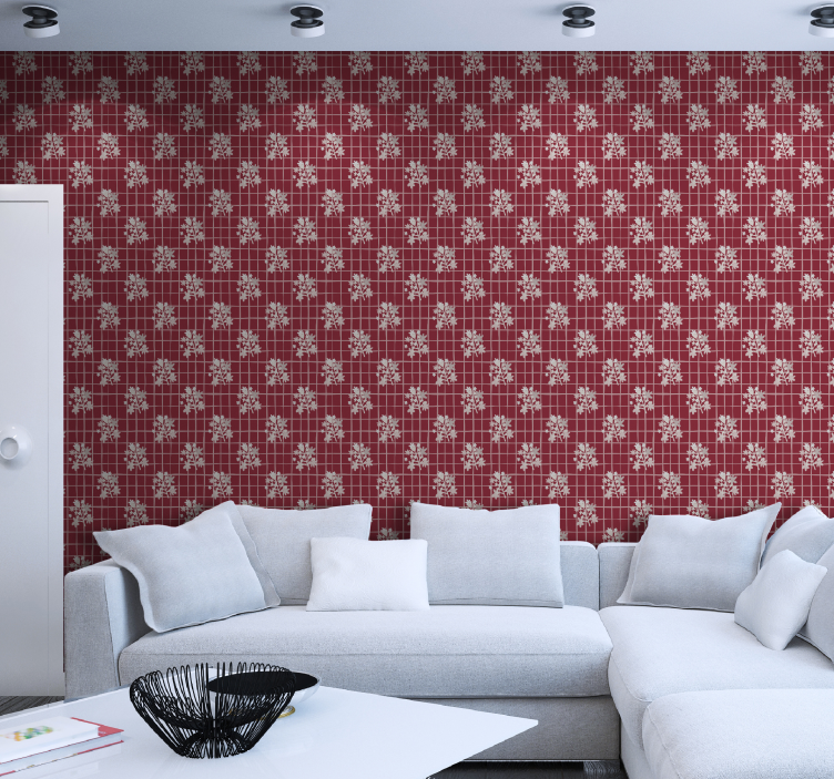 papel de parede floral padrão de mosaico de flores - TenStickers