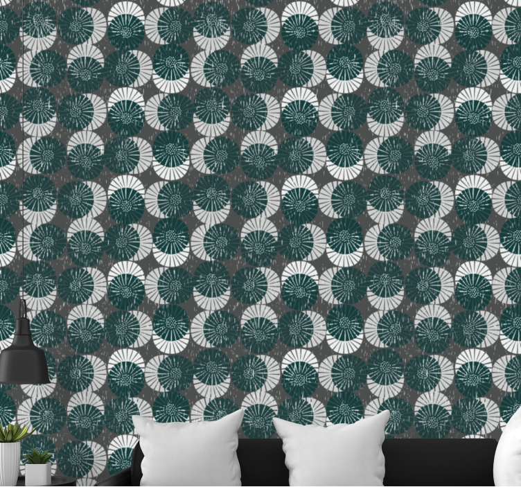 Papel de parede círculos e bolinhas padrão de tons escuros - TenStickers