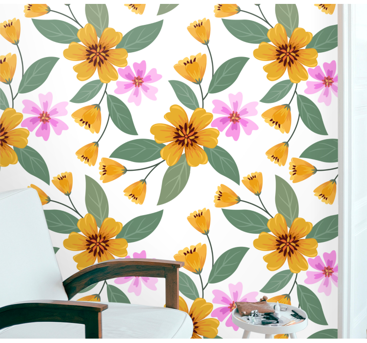 papel de parede flores abundância floral - TenStickers