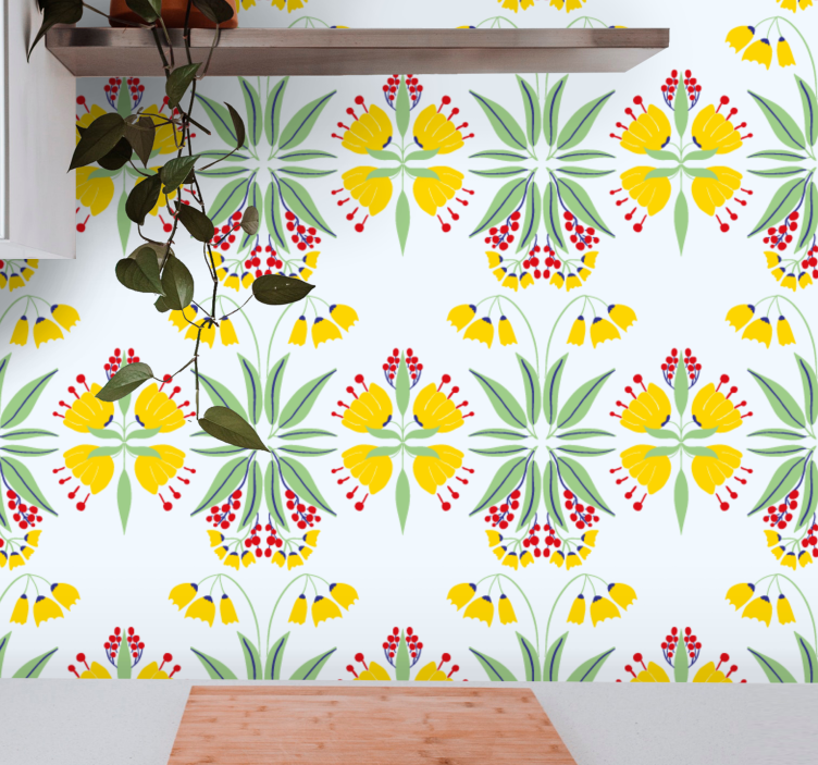 papel de parede flores arranjo floral amarelo - TenStickers