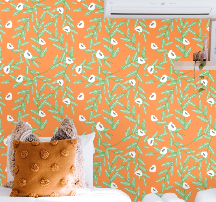 papel de parede flores composição botânica de folhas - TenStickers