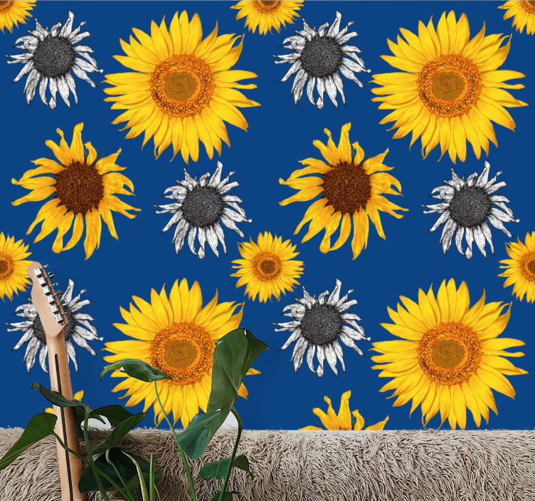 papel de parede flores conjunto de girassol - TenStickers
